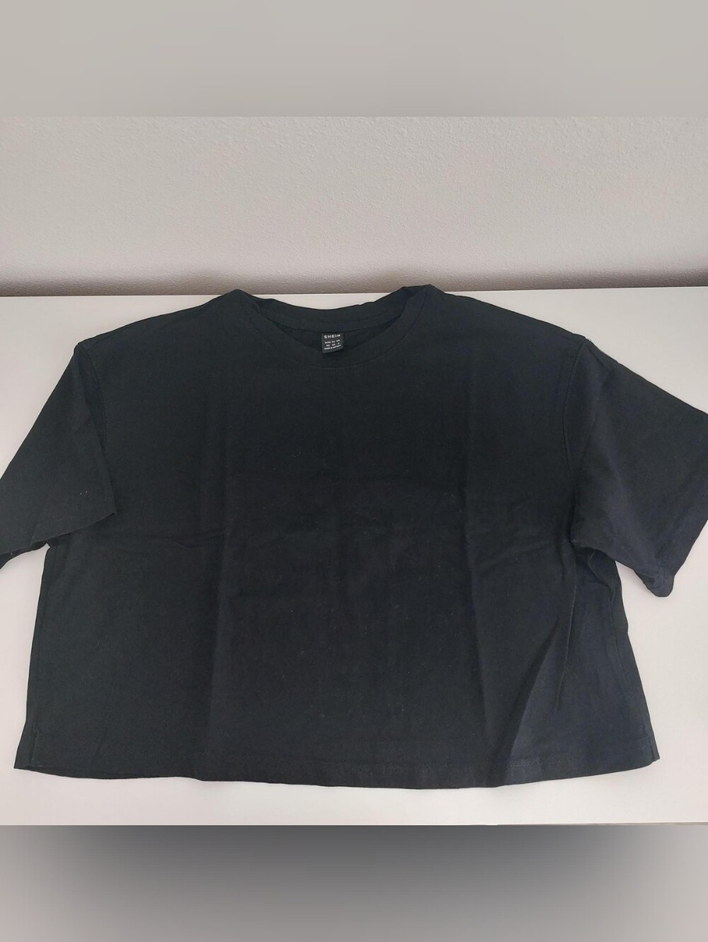 Black Crop Boxy Tee - Women